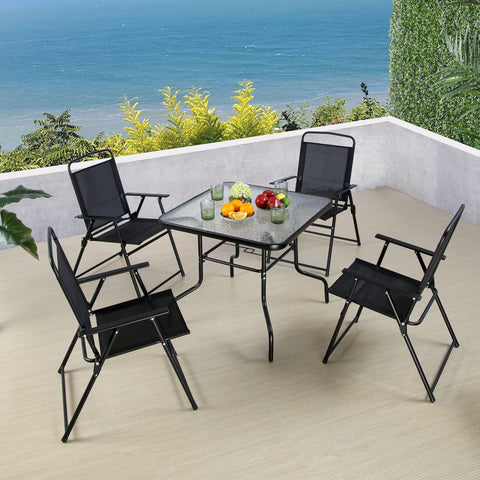 LASO Patio Dining Set - Garden Table 4-Chairs and Umbrella