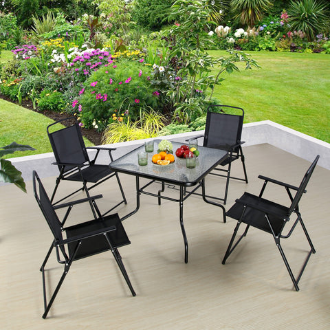 LASO Patio Dining Set - Garden Table 4-Chairs and Umbrella