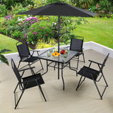 LASO Patio Dining Set - Garden Table 4-Chairs and Umbrella