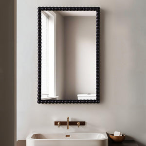 Lecco - Wooden Wall Mirror with Beaded Frame - 60x90cm