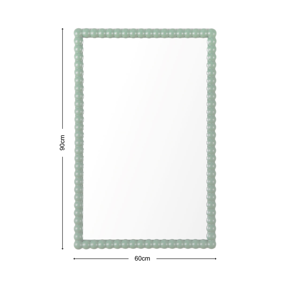 Lecco - Wooden Wall Mirror with Beaded Frame - 60x90cm