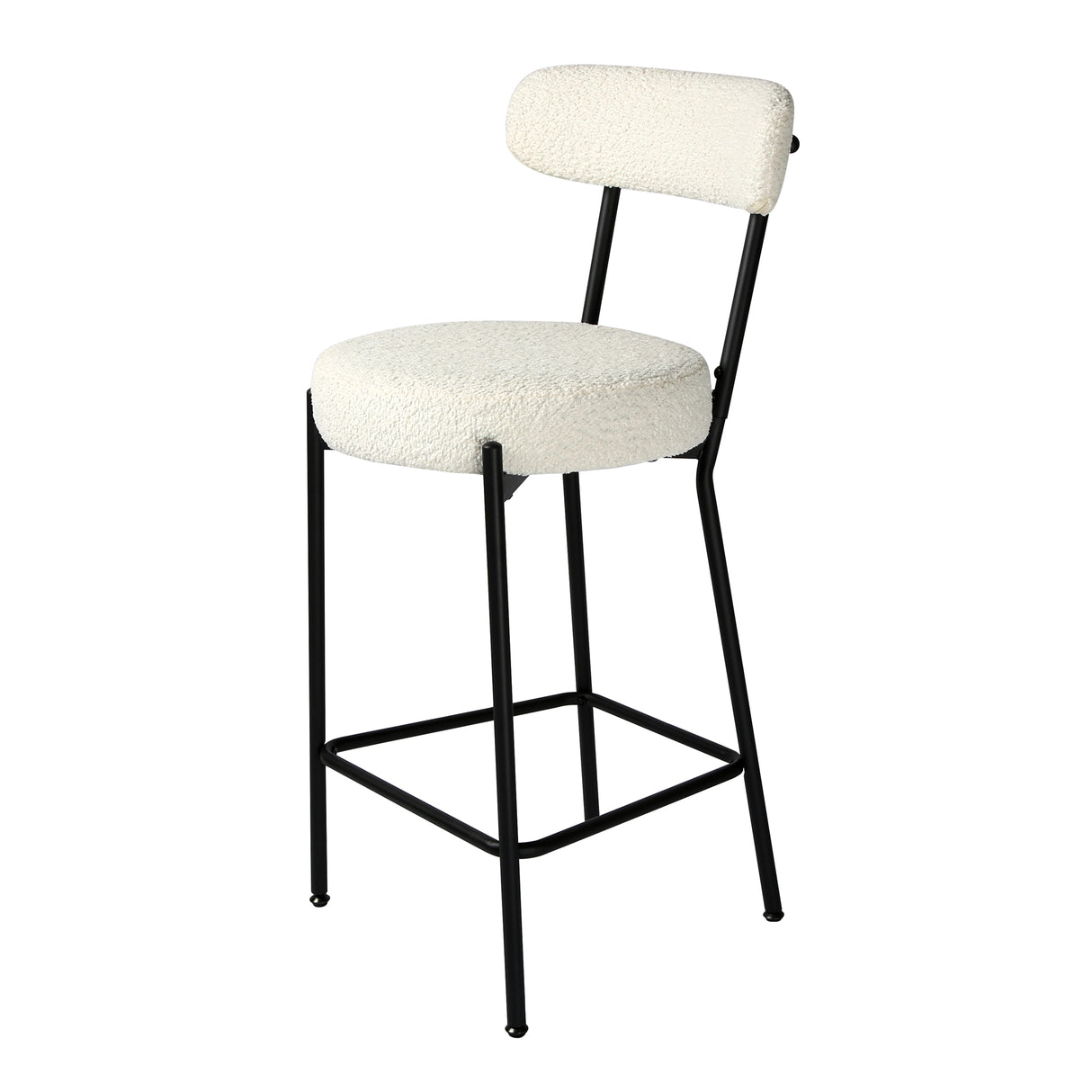 Long Lulu - Set of 2 Bar Stools in Boucle - Cream