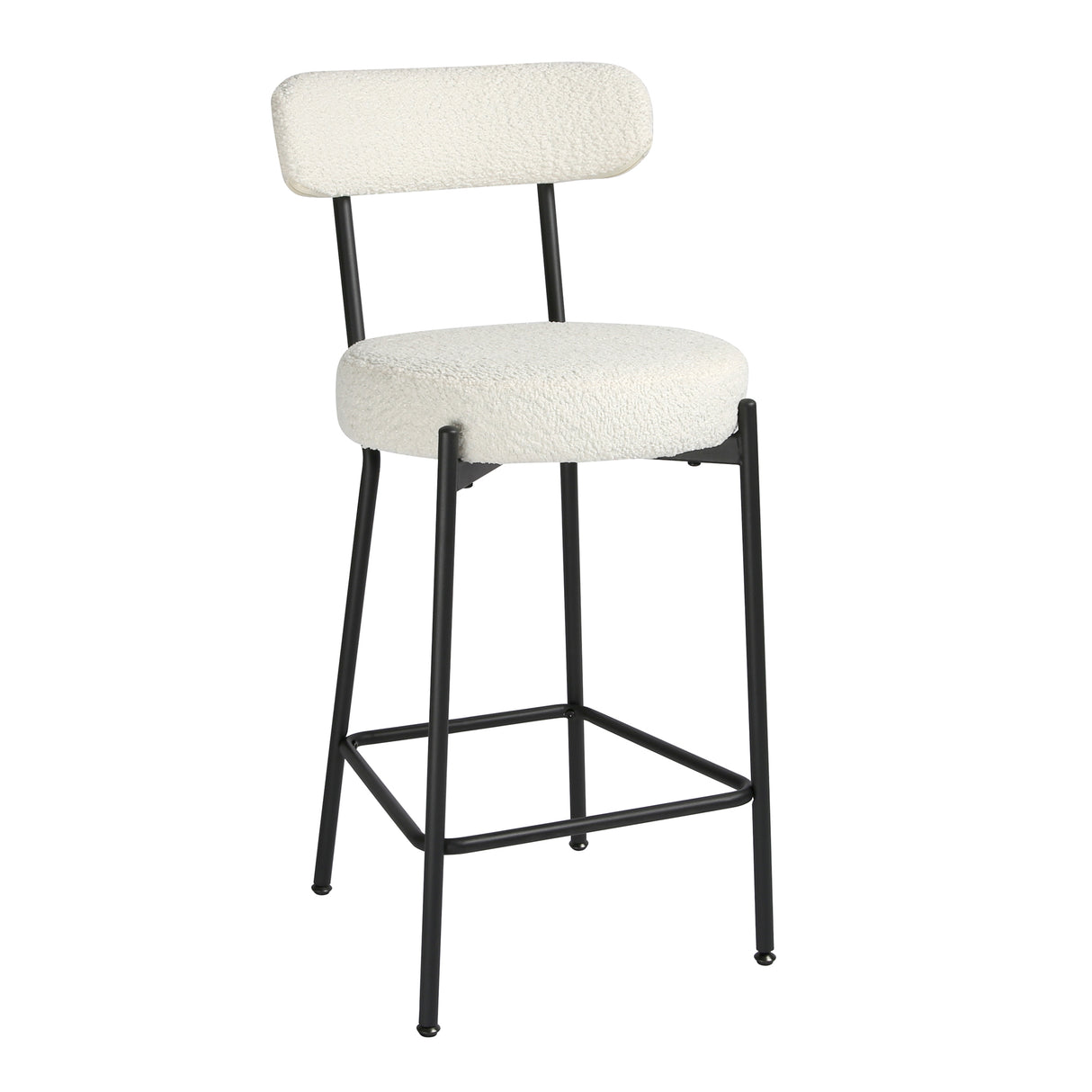 Long Lulu - Set of 2 Bar Stools in Boucle - Cream