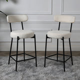 Long Lulu - Set of 2 Bar Stools in Boucle - Cream