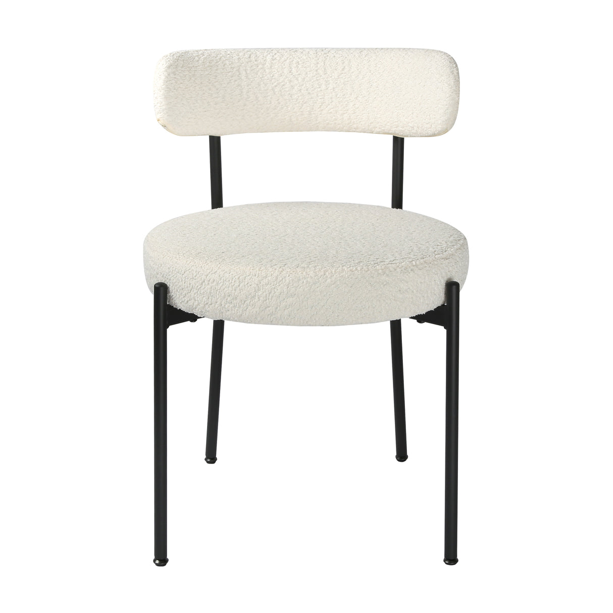 Lulu - Set of 2 Dining Chairs in Boucle Fabric - Cream