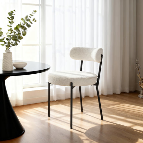 Lulu - Set of 2 Dining Chairs in Boucle Fabric - Cream