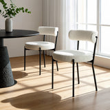 Lulu - Set of 2 Dining Chairs in Boucle Fabric - Cream