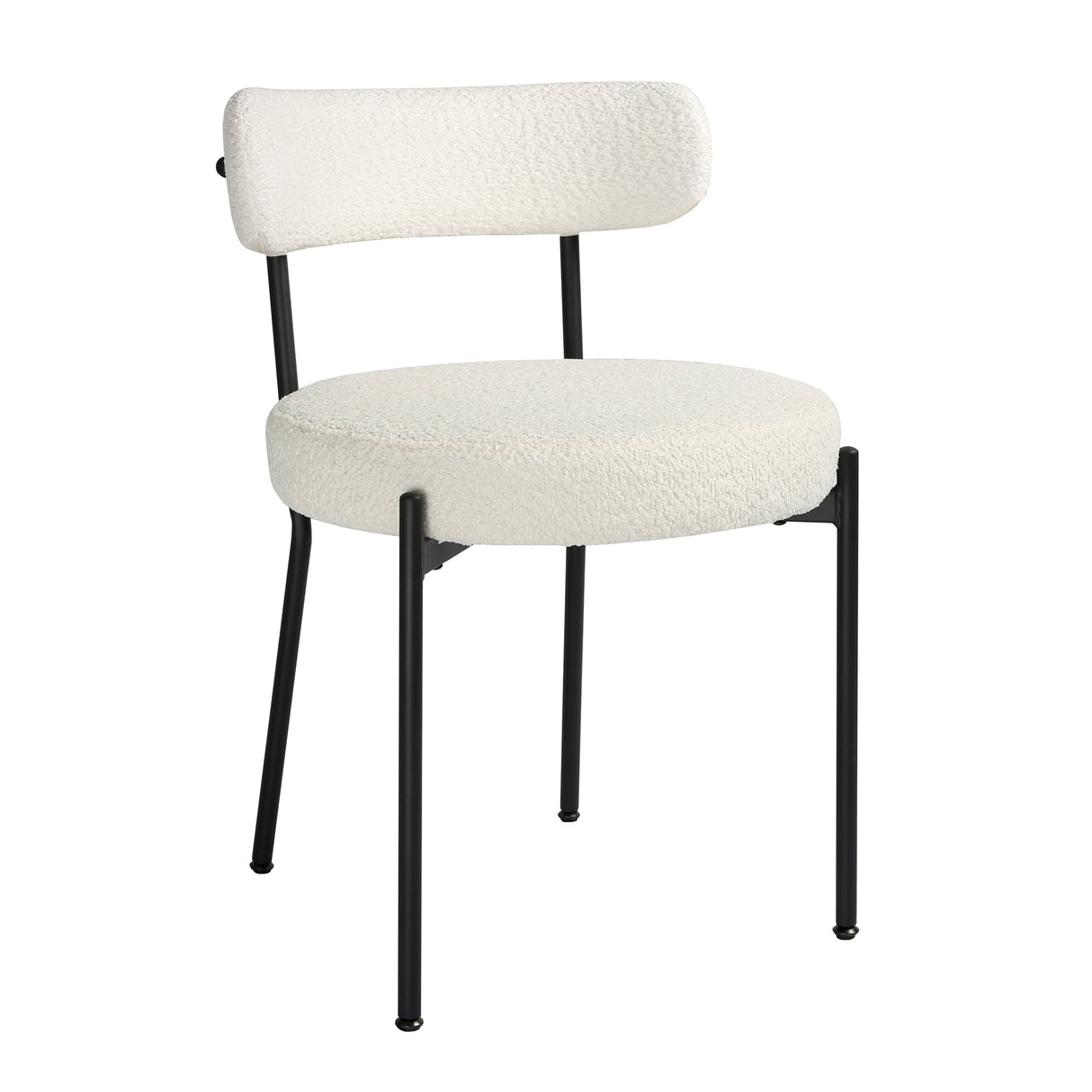 Lulu - Set of 2 Dining Chairs in Boucle Fabric - Cream