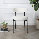 Lulu - Set of 2 Dining Chairs in Boucle Fabric - Cream