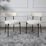 Lulu - Set of 2 Dining Chairs in Boucle Fabric - Cream