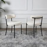 Lulu - Set of 2 Dining Chairs in Boucle Fabric - Cream