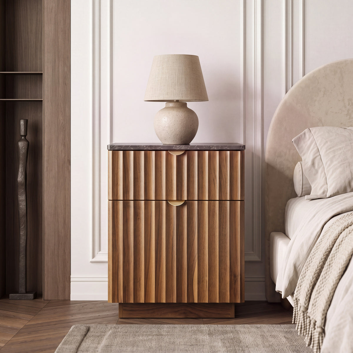 Mayfair Fluted Smoked Oak Bedside Table