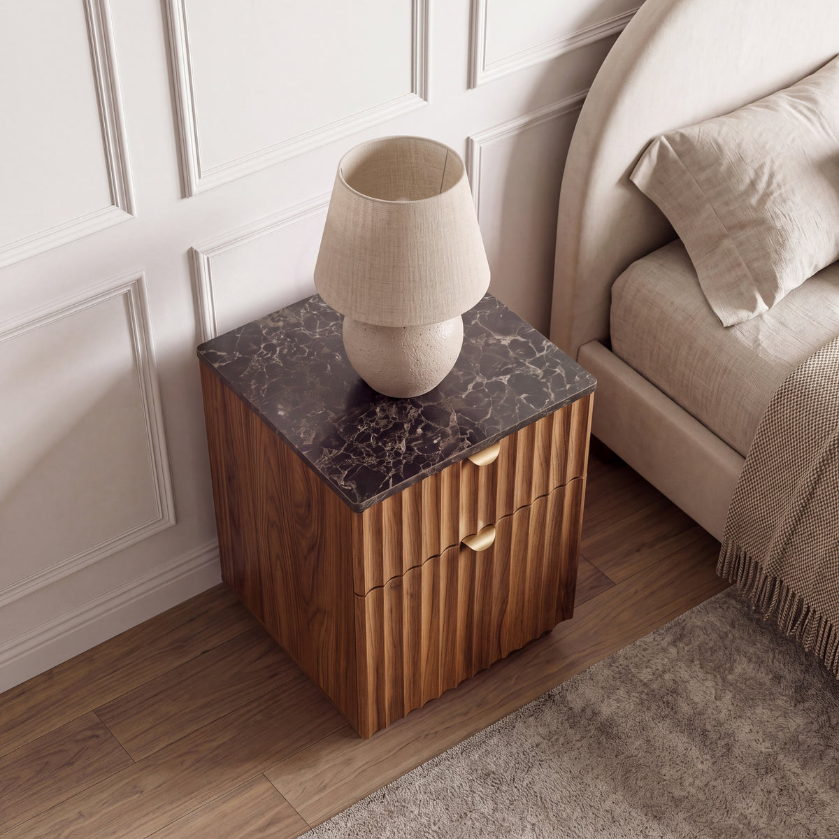 Mayfair Fluted Smoked Oak Bedside Table