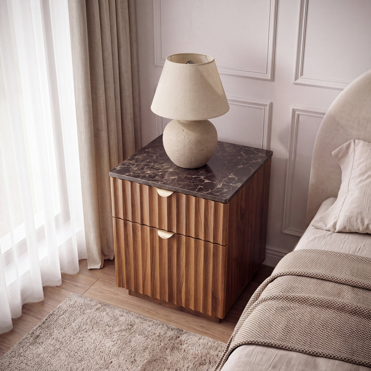 Mayfair Fluted Smoked Oak Bedside Table
