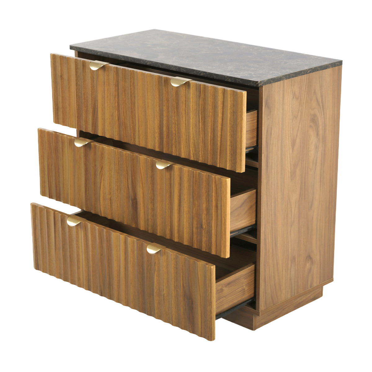 Mayfair Fluted Smoked Oak Chest of 3 Drawer
