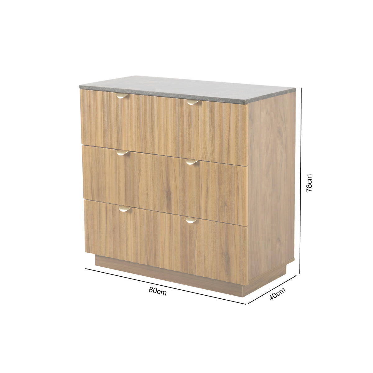 Mayfair Fluted Smoked Oak Chest of 3 Drawer
