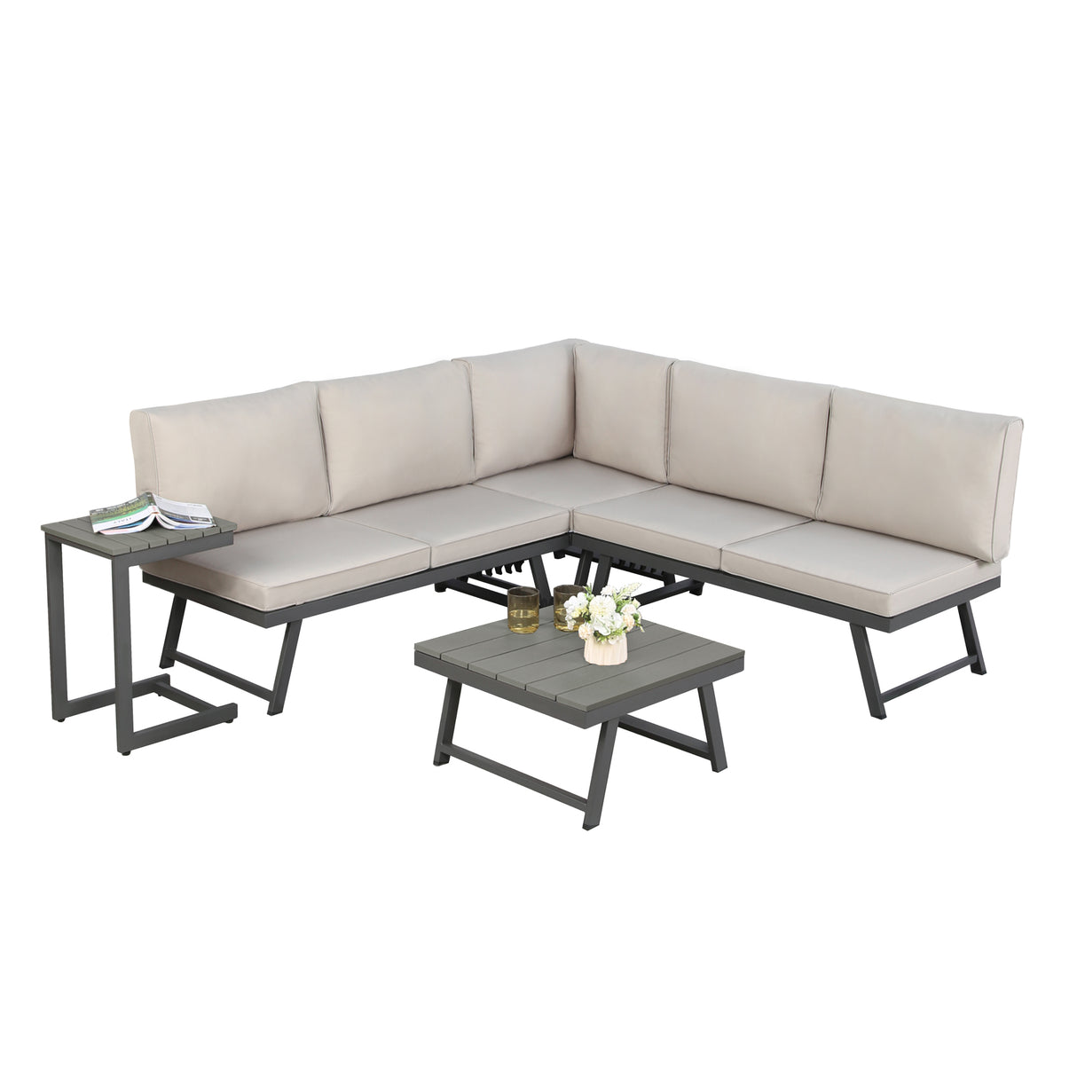 Monaco - Lounge Corner Sofa Set - Transforms into x2 Sunbeds