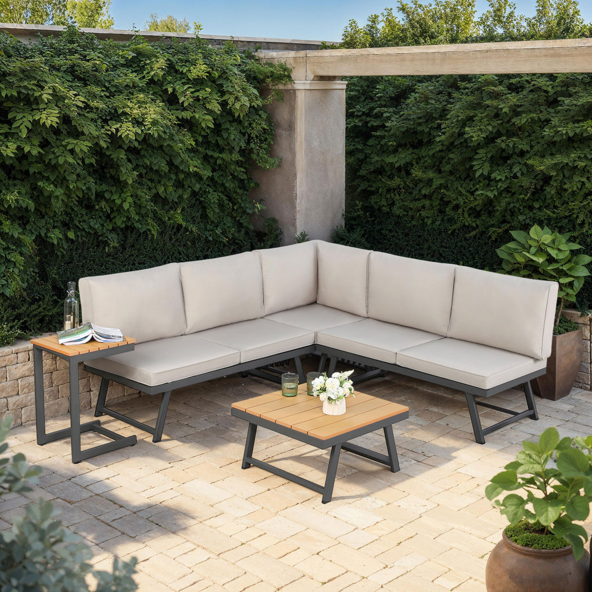 Monaco - Lounge Corner Sofa Set - Transforms into x2 Sunbeds