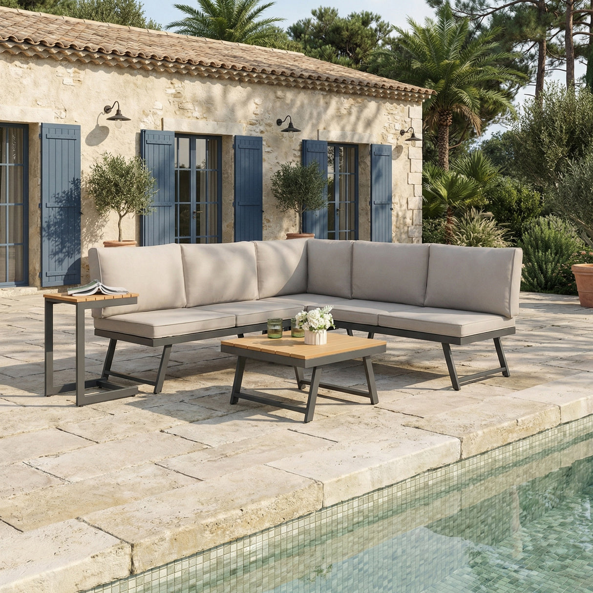 Monaco - Convertible into 2 Sun Loungers - Modular Corner Garden Sofa Set