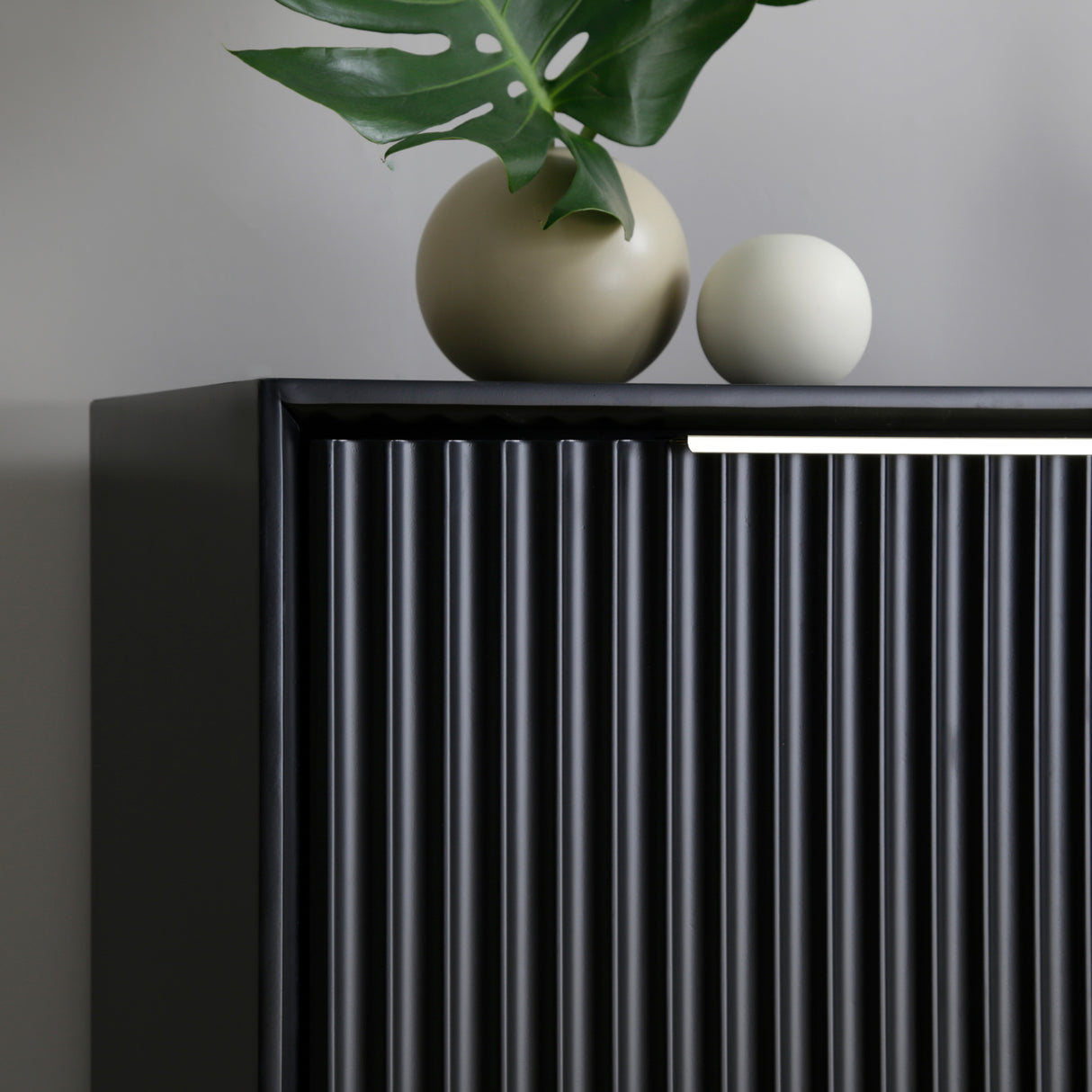 Monza – 2 Door Sideboard with Fluted Panels – Black or Pale Ash