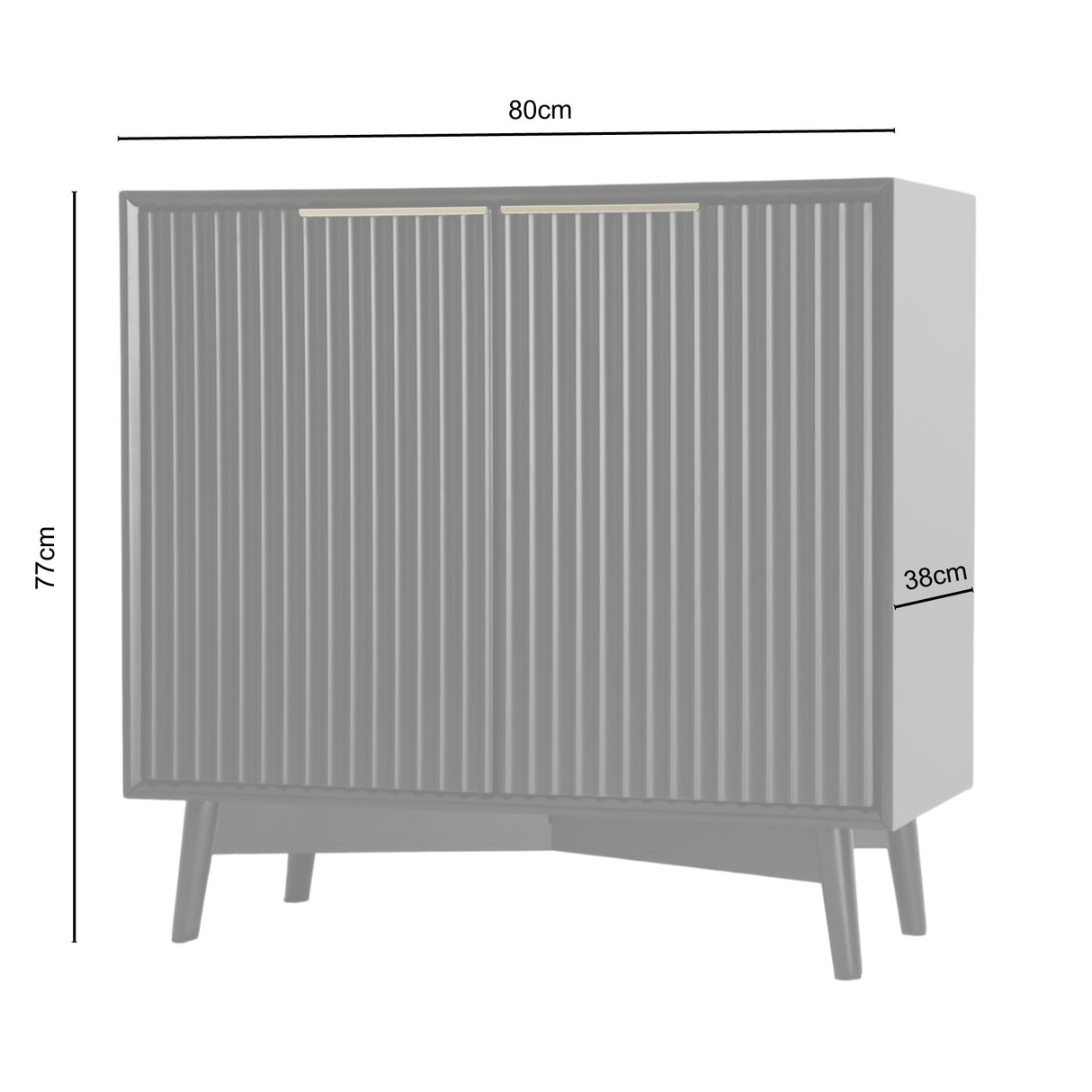 Monza – 2 Door Sideboard with Fluted Panels – Black or Pale Ash