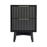 Monza – 2 Drawer Bedside Table with Fluted Front – Black or Grey
