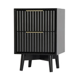 Monza – 2 Drawer Bedside Table with Fluted Front – Black or Grey
