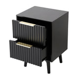 Monza – 2 Drawer Bedside Table with Fluted Front – Black or Grey