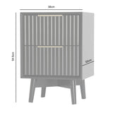Monza – 2 Drawer Bedside Table with Fluted Front – Black or Grey