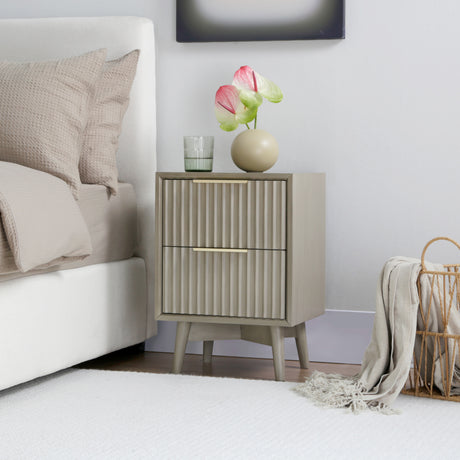 Monza – 2 Drawer Bedside Table with Fluted Front – Black or Grey