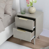 Monza – 2 Drawer Bedside Table with Fluted Front – Black or Grey