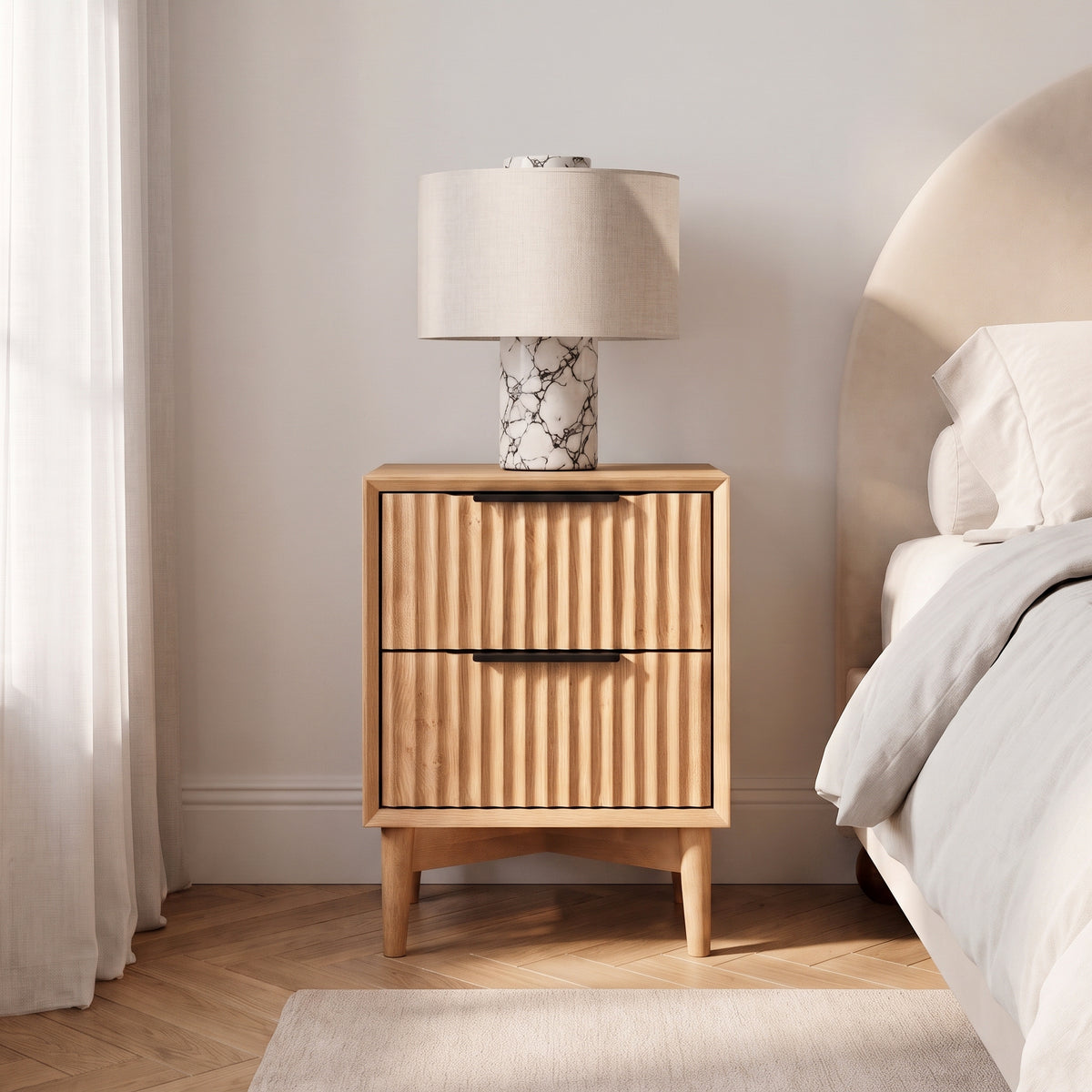 Monza 2 Drawer Bedside Table Natural
