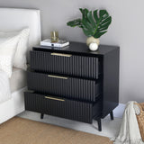 Monza – 3 Drawer Chest with Fluted Front – Black or Grey