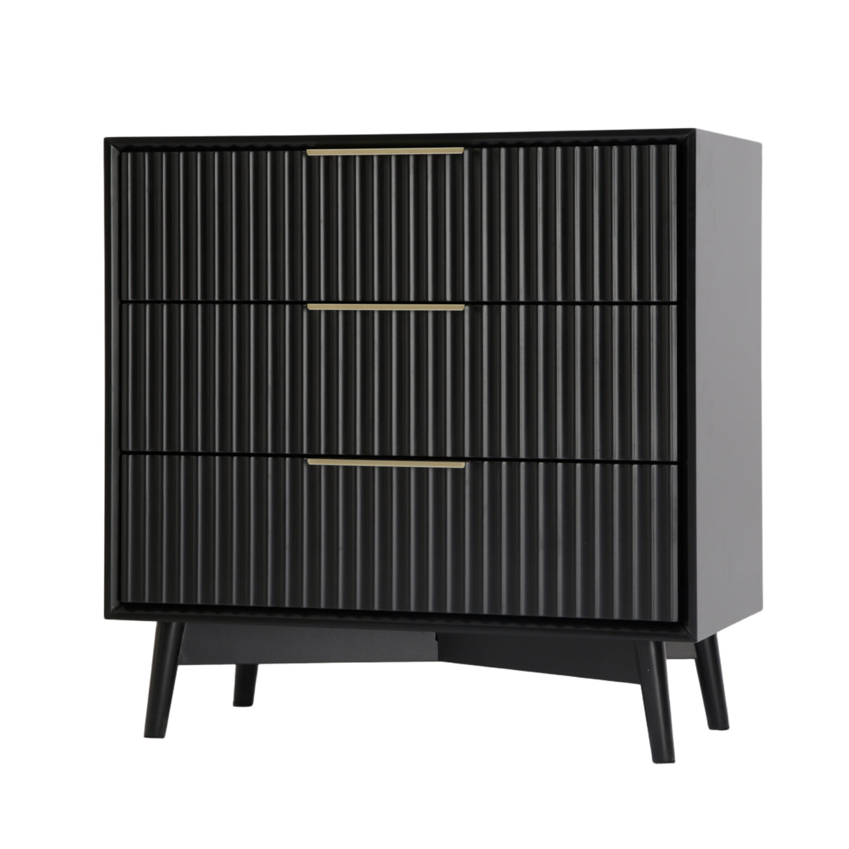 Monza – 3 Drawer Chest with Fluted Front – Black or Grey