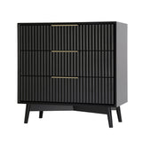 Monza – 3 Drawer Chest with Fluted Front – Black or Grey