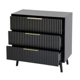 Monza – 3 Drawer Chest with Fluted Front – Black or Grey