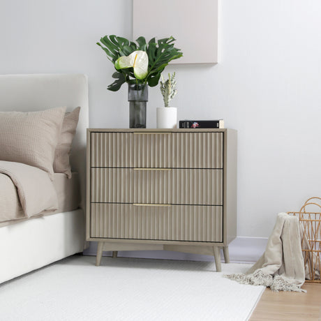 Monza – 3 Drawer Chest with Fluted Front – Black or Grey