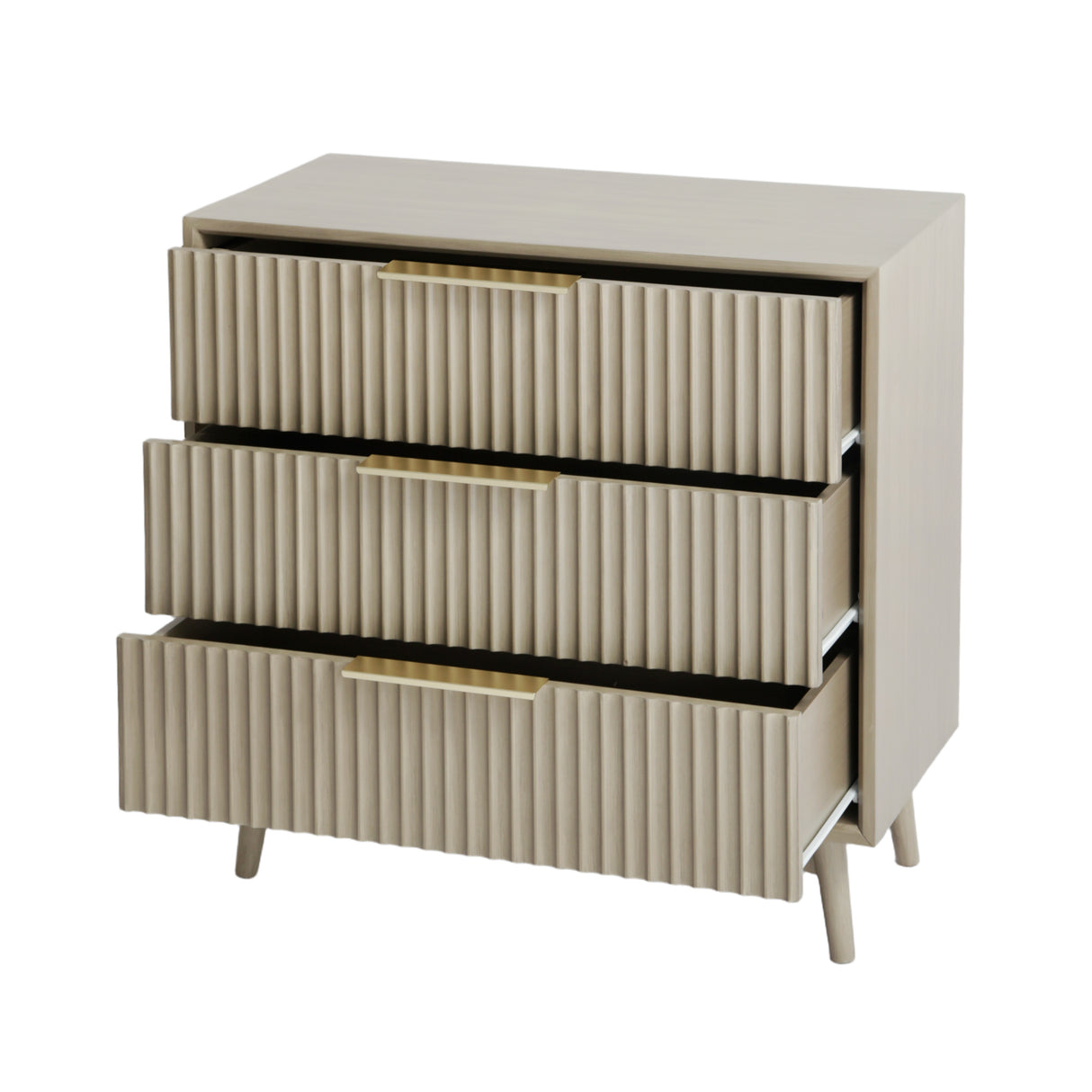 Monza – 3 Drawer Chest with Fluted Front – Black or Grey