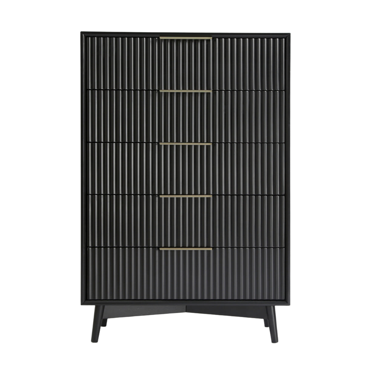 Monza – Tall Chest of 5 Drawers with Fluted Detailing – Black or Grey