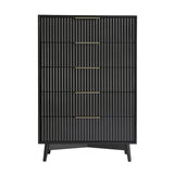 Monza – Tall Chest of 5 Drawers with Fluted Detailing – Black or Grey