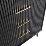 Monza – Tall Chest of 5 Drawers with Fluted Detailing – Black or Grey