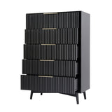 Monza – Tall Chest of 5 Drawers with Fluted Detailing – Black or Grey