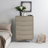 Monza – Tall Chest of 5 Drawers with Fluted Detailing – Black or Grey