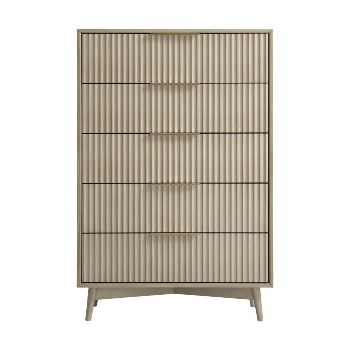 Monza – Tall Chest of 5 Drawers with Fluted Detailing – Black or Grey