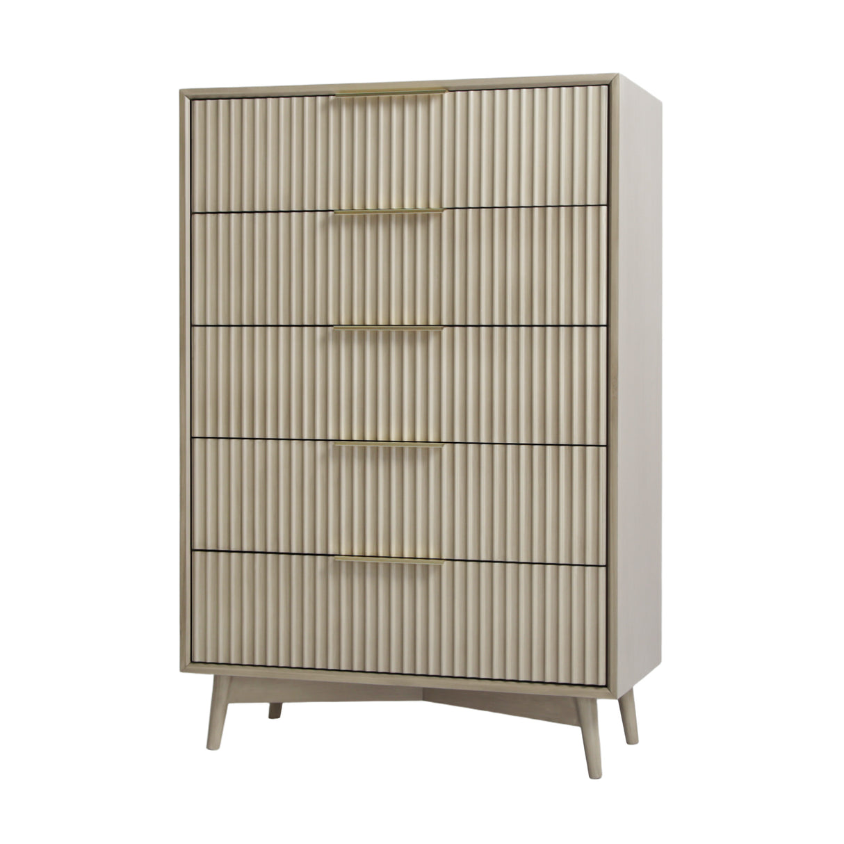 Monza – Tall Chest of 5 Drawers with Fluted Detailing – Black or Grey
