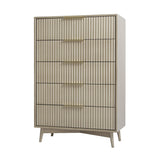 Monza – Tall Chest of 5 Drawers with Fluted Detailing – Black or Grey