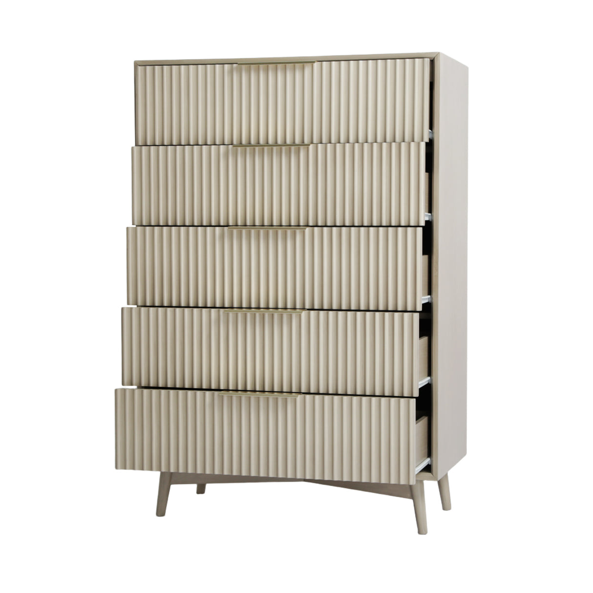 Monza – Tall Chest of 5 Drawers with Fluted Detailing – Black or Grey