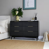 Monza – 6 Chest of Drawer with Fluted Front – Black or Grey