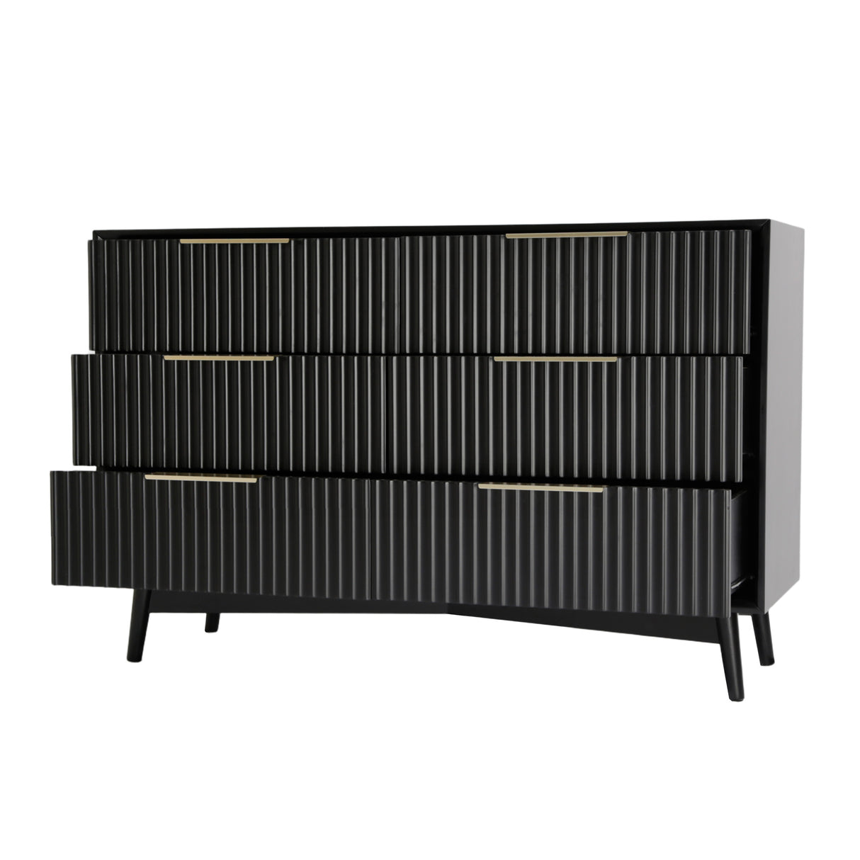 Monza – 6 Chest of Drawer with Fluted Front – Black or Grey