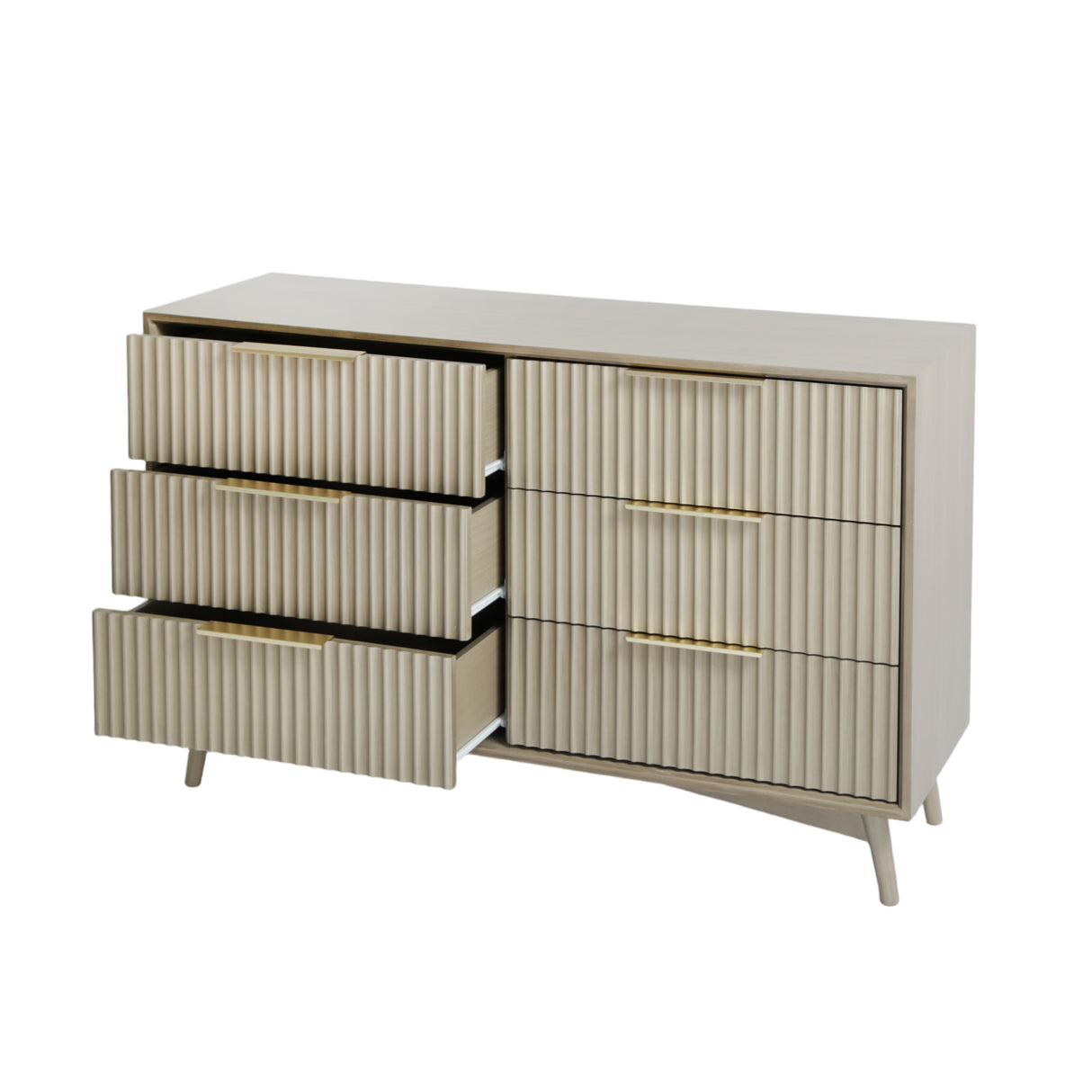 Monza – 6 Chest of Drawer with Fluted Front – Black or Grey